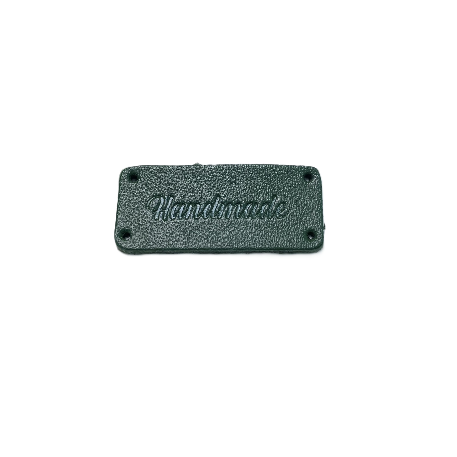 Бірка шкіряна на гвинті 3х1,5 см "Hand made" Зелений (30159-PK)