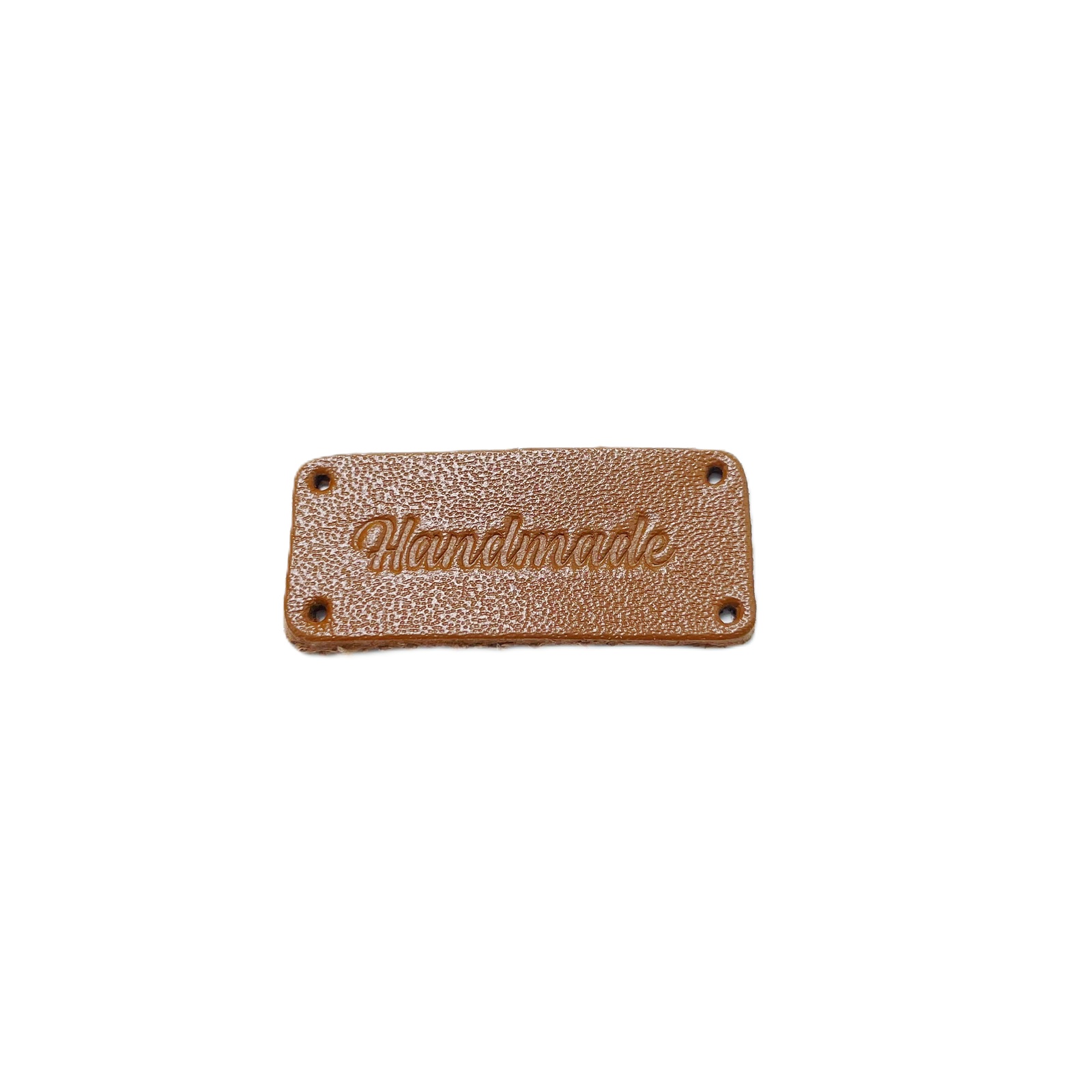 Бірка шкіряна на гвинті 3х1,5 см "Hand made" Карамель (30151-PK)