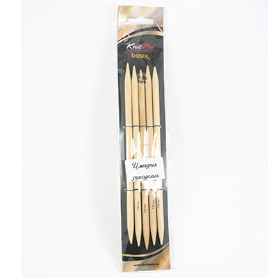 Спицы носочные 9мм 20см Basix Birch Wood KnitPro 35125