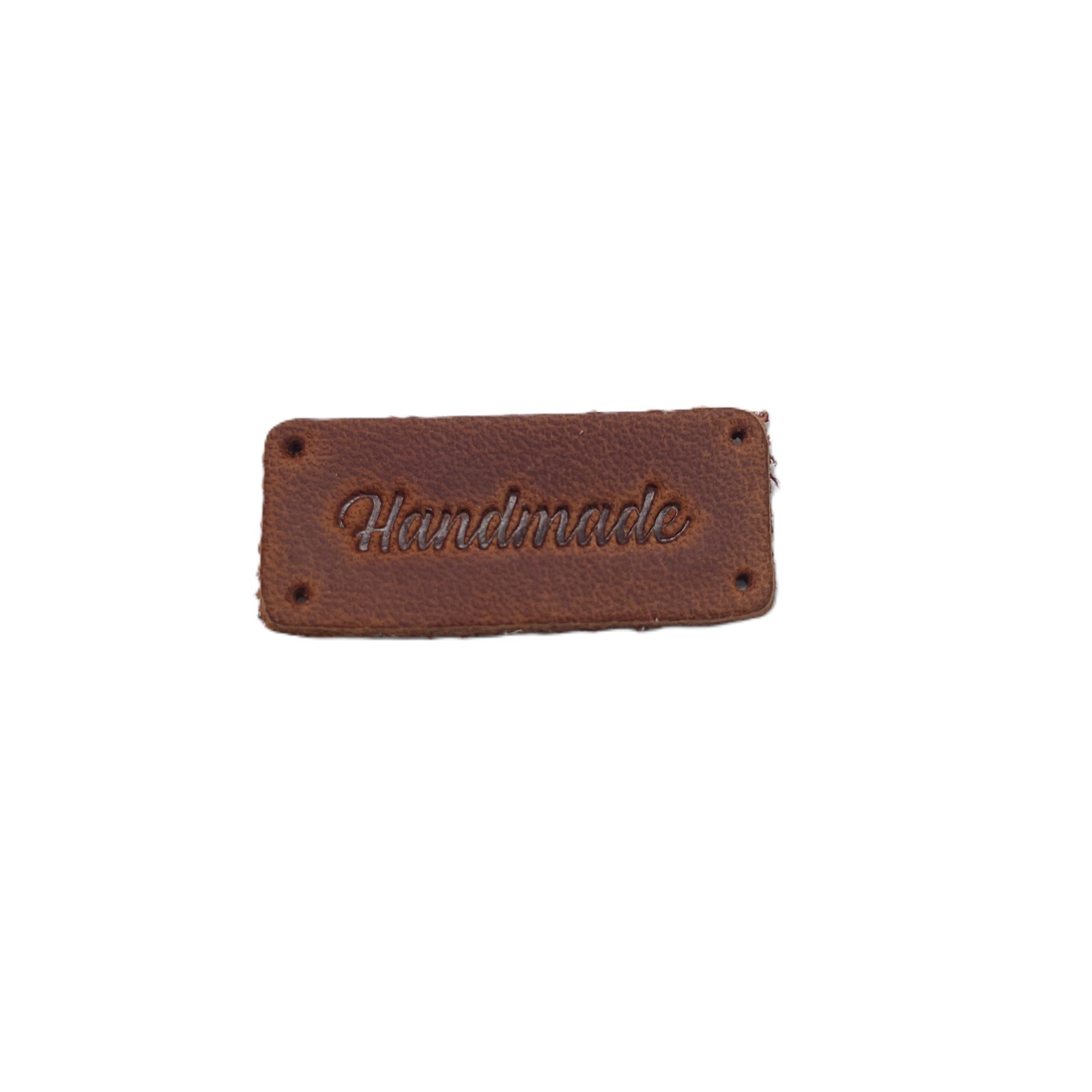 Бірка шкіряна на гвинті 3х1,5 см "Hand made" Коньяк мат (301510-PK)